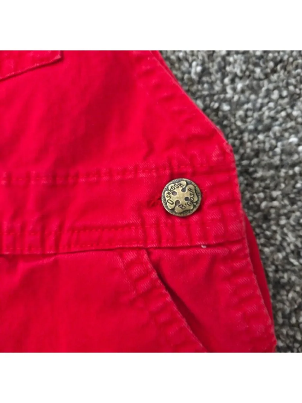 Vintage 1970s OshKosh B'gosh Red Vestbak Short Overalls 18M USA Paper Tag